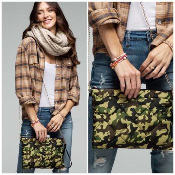 Camo Padded Mini Crossbody Bag - Picture 1 of 7